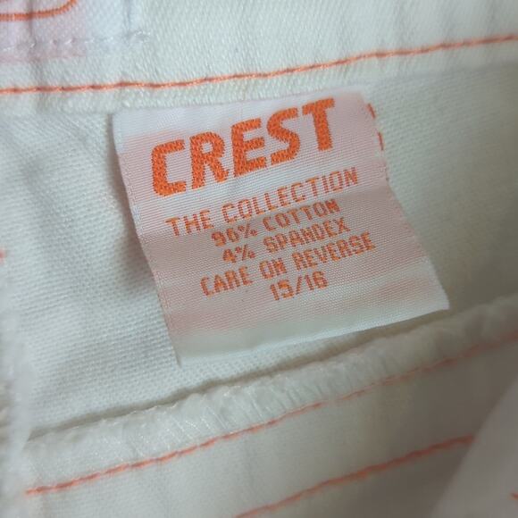 Y2K Crest Jeans White With Orange Stitching Size 15/ 16 - Picture 8 of 10